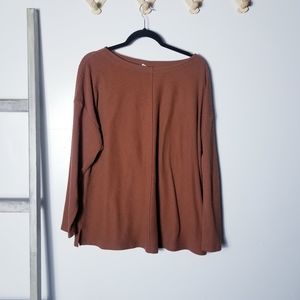 AVA & VIV ORANGISH BROWN TEXTURED LONG SLEEVE SHIRT SIZE 1X